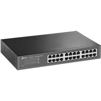 Abbildung von TP Link TL SG1024D 24 Port Gigabit Netzwerk Switch (Rackmount, 48Gbit/s Switching Kapazität, 24*RJ 45 Ports, Metallgehäuse, IGMP Snooping, unmanaged, Plug und Play) schwarz
