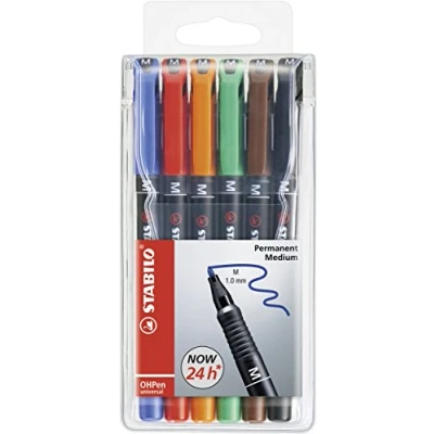 Abbildung von Folienstift STABILO OHPen universal permanent medium 6er Pack mit 6 verschiedenen Farben