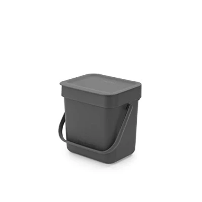Abbildung von Brabantia Sort &amp; Go Lebensmittelabfalleimer (3L / grau), kleiner Kompostbehälter für die Arbeitsplatte, mit Griff und abnehmbarem Deckel, leicht zu reinigen