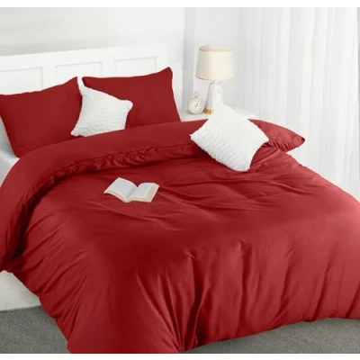 Abbildung von Utopia Bedding Bettwäsche 200x200 Set Mikrofaser Bettbezug cm + 2 Kissenbezüge 50x75 Rot