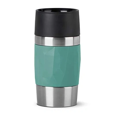 Abbildung von Emsa N21603 Travel Mug Compact Thermo /Isolierbecher aus Edelstahl 0,3 Liter 3h heiß 6h kalt BPA Frei 100% dicht auslaufsicher spülmaschinengeeignet 360 Trinköffnung Grün