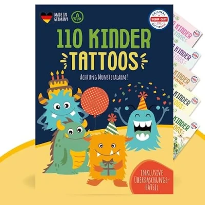 Abbildung von MeinBaby123 110 hautfreundliche Kinder Tattoos Monster, MOnster Tattoo Kinder, Kindertattoos zum Aufkleben, vegan &amp; made in Germany (1x Monster)