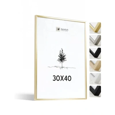 Abbildung von Heimlich® Bilderrahmen 30x40 cm, Aluminium, Gold Großer Dokumenten /Diplomrahmen mit Kunststoffabdeckung Nur zur Wandmontage
