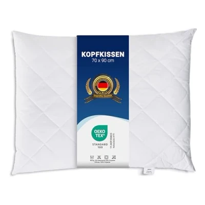 Abbildung von ZOLLNER Komfortables Kopfkissen mit Reißverschluss Individuell anpassbare Füllung aus Synthetikfasern bis 95C waschbar 70x90 cm Bezug Baumwollmischung Hotelqualität