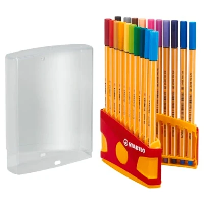 Abbildung von Fineliner STABILO point 88 ColorParade 20er Tischset in rot/orange mit 20 verschiedenen Farben