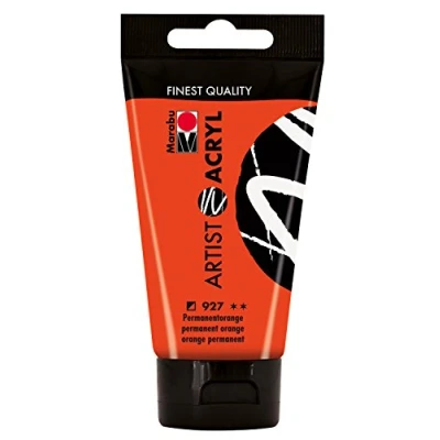 Abbildung von Marabu 12200002927 Artist Acryl permanentorange 75 ml, feine Acrylfarbe in Künstlerqualität, auf Wasserbasis, pastose Konsistenz, hoch pigmentiert, sehr gute Brillanz und Deckkraft
