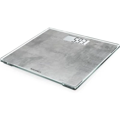 Abbildung von Soehnle Style Sense Compact 300 Concrete, digitale Körperwaage mit LCD Anzeige, elektronische Waage extraflachem Design, Personenwaage Tragkraft bis zu einem Gewicht von 180 kg