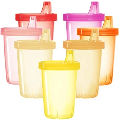 Abbildung von Youngever 7er Pack Kinder Schnabeltassen, Schnabeltassen für Säuglinge, Kinder, Kleinkinder, 7 (Pink)