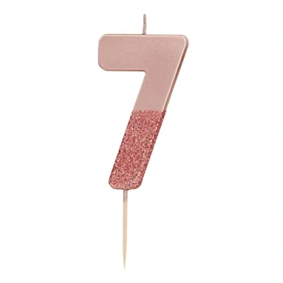 Abbildung von Roségold Glitter Nummer 7 Kerze Kuchendeckel Dekoration in Premiumqualität Für Kinder, Erwachsene, 7., 70. Geburtstagsfeier, Jubiläum, Meilenstein