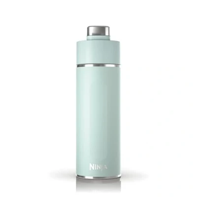 Abbildung von Ninja Thirsti Wasserflasche/Thermobecher to go, 530ml, auslaufsicherer Deckel, für kohlensäurehaltige, heiße &amp; kalte Getränke, dreifach isolierter Travel Mug, Edelstahlflasche, Mint, DW1801EUUKMT