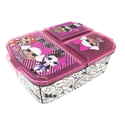 Abbildung von Theonoi Kinder Brotdose Lunchbox Sandwichbox mit Fächern Brotbox Unterteilung Kindergarten aus Kunststoff BPA frei (LOL L.O.L.)