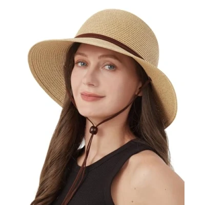 Abbildung von Zylioo XL/XXL Strohhut Sonnenhut Damen für Großen Kopf, Stroh Strandmütze mit Breiter Krempe,UV Schutz Sommerhut