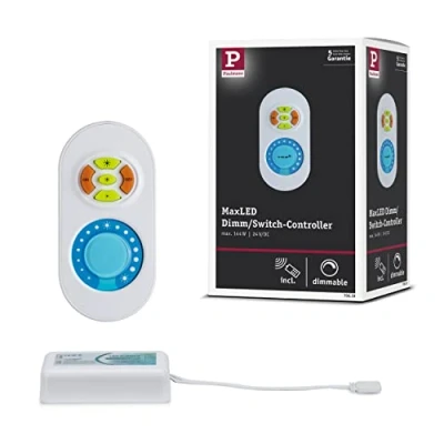 Abbildung von Paulmann 70619 MaxLED Dimm/Schalt Controller für LED Strip Fernbedienung einfarbige Strips inkl. Funkfernbedienung max. 144W Stripe Zubehör, 85x45mm