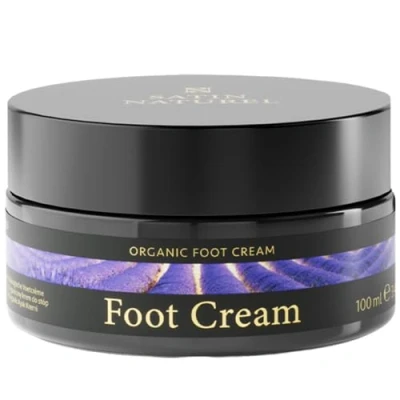 Abbildung von Fußcreme mit Sheabutter + BIO Aloe Vera Salicylsäure Fusscreme sehr trockene Füße rissige Fersen Fußpflege gegen Hornhaut Foot Cream 100ml Skincare Vegan Satin Naturel