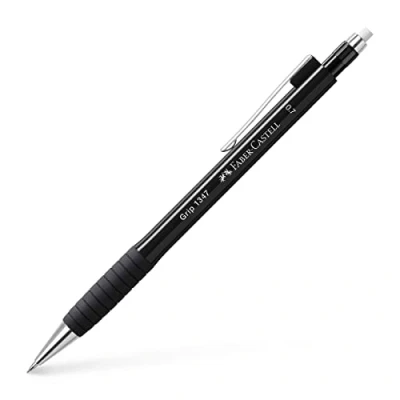 Abbildung von FABER CASTELL 134799 Druckbleistift GRIP 1347 black, Härtegrad B, Minenstärke 0.7 mm, mit integriertem Radiergummi, 1 Stück