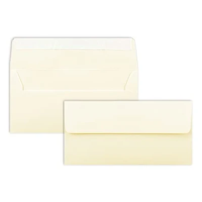 Abbildung von 50 Brief Umschläge DIN Lang Vanille (Creme) 110 g/m² 11 x 22 cm sehr formstabil Haftklebung Qualitätsmarke: FarbenFroh by GUSTAV NEUSER