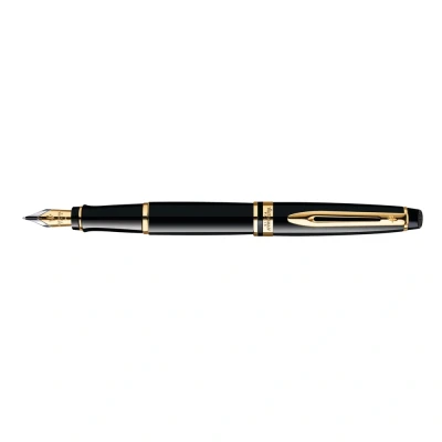 Abbildung von Waterman Expert Füller Hochglänzend Schwarz mit Zierteile aus 23 K Gold Füllfederhalter feiner Feder Geschenkbox