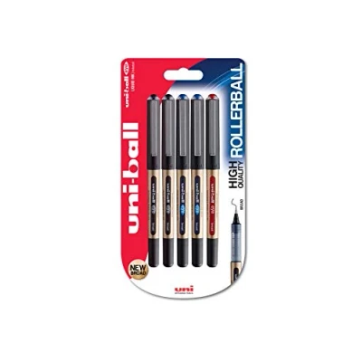 Abbildung von Eye Broad UB 150 10 Tintenroller, 1 mm Spitze, sortierte Tinte, 5 Stück (2 x Schwarz, 2 Blau und Rot)