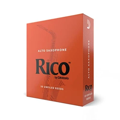Abbildung von Rico by D&#039;Addario Saxophon Blätter Hochpräzise gefertigt Alt 2,5 Stärke 10er Packung Warmer voller Ton Angenehmes Spielgefühl