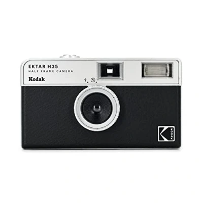 Abbildung von KODAK EKTAR H35 Halbformat Filmkamera, 35 mm, wiederverwendbar, ohne Fokussierung, leicht, einfach zu bedienen (Schwarz) (Film und AAA Batterie sind Nicht im Lieferumfang enthalten)