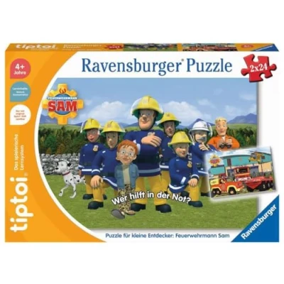 Abbildung von Ravensburger tiptoi Puzzle 00139 für kleine Entdecker: Feuerwehrmann Sam, Kinderpuzzle Kinder ab 4 Jahren, 1 Spieler, Blau und Rot