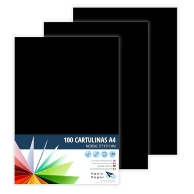 Abbildung von RAYLU PAPER Tonpapier A4, 100 Stück Kartonpapier 180g/m², 210 x 297 mm, professionelle farbige Kartons für Büro, Kopierpapier, Buntes Papier zum Basteln (Schwarz)