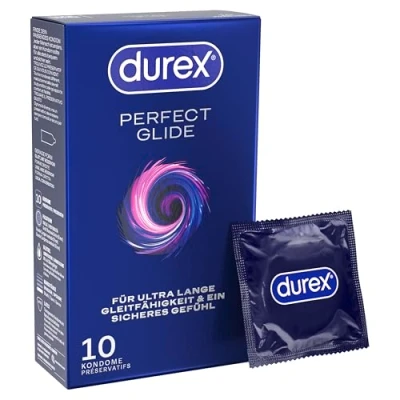 Abbildung von Durex Perfect Glide Kondome Mit viel Silikongleitgel für besonders lange Gleitfähigkeit &amp; ein sicheres Gefühl 10er Pack (1 x 10 Stück)