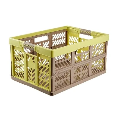 Abbildung von keeeper 4x Stabile Profi Klappboxen mit Soft Touch Griffen, 54 x 37 28 cm, 45 l, Ben, Grün/ Taupe
