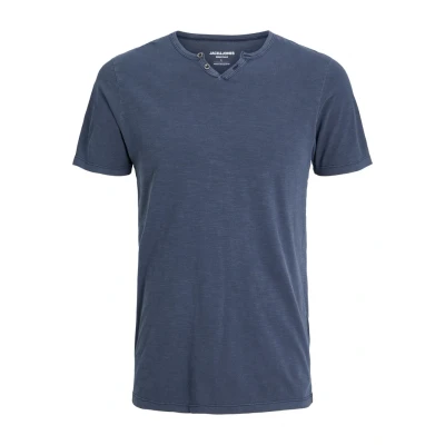 Abbildung von Jack &amp; Jones Jjesplit NECK SS NOOS Tshirt basic, Herren, Größe: Medium, Navy