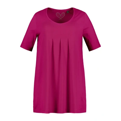 Abbildung von Ulla Popken Damen Basic met plooien, A lijn T Shirt, Dunkler Flieder, 46 Große Größen EU