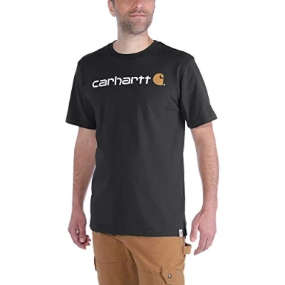 Abbildung von Carhartt, Herren, Lockeres, schweres, kurzärmliges T Shirt mit Logo Grafik, Schwarz, XL