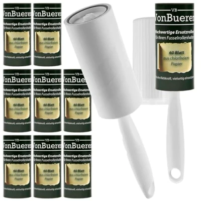 Abbildung von VonBueren 600 Blatt 2 x Fusselrolle Tierhaare Kleidung Fusselbürste Lint Roller Fusselroller Katzenhaarentferner Fusselrollen Tierhaarentfernen