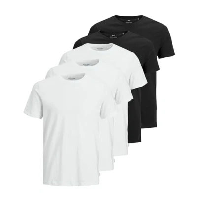 Abbildung von JACK &amp; JONES Herren JJEORGANIC Basic Tee SS O Neck 5PK T Shirt, Kurzarm, 2xBlack+3xWhite, L
