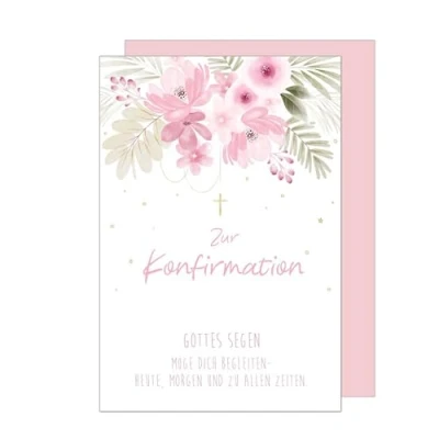 Abbildung von Edition Seidel Premium Glückwunschkarte zur Konfirmation mit Umschlag. Konfirmationskarte Karte Spruch Grusskarte Kreuz Blumen Junge Mädchen (KF317 SW024)