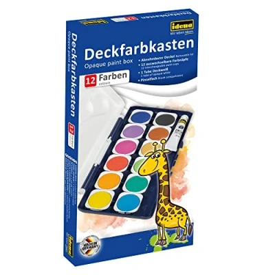 Abbildung von Idena 22061 Deckfarbkasten mit 12 Farben und 1 Tube Deckweiß, ideal für Kindergarten, Schule zu Hause (12 Farben)