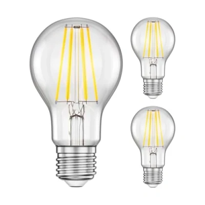 Abbildung von ledscom.de 3 Stück E27 LED Leuchtmittel, A60, warmweiß (2700 K), 7,1 W, 963lm, Stufen Dimmer