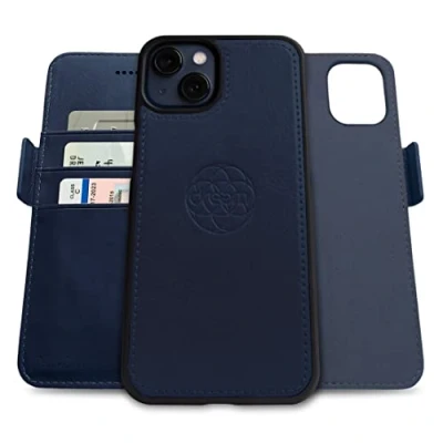Abbildung von Dreem Fibonacci kompatibel mit iPhone 13 Mini Brieftaschen Etui / 2 in 1 stoßfestes und abnehmbares Folio aus veganem Leder, MagSafe kompatibel, RFID Schutz [Königsblau]