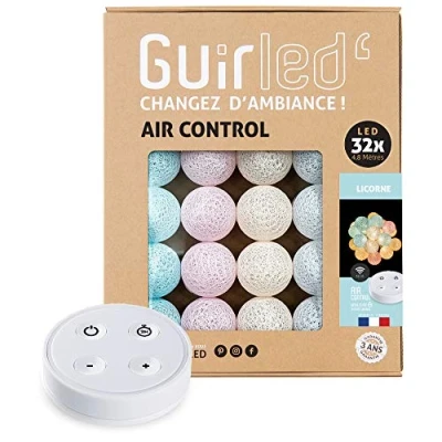 Abbildung von GuirLED LED Baumwollkugeln Lichterkette USB Drahtlose Fernbedienung Baby Nachtlicht 2h Dual 2A Netzteil enthalten 4 Intensitäten 32 Kugeln 3.2m Einhorn