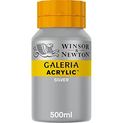 Abbildung von Winsor &amp; Newton 2150617 Galeria Acrylfarbe, hohe Pigmentierung, lichtecht, buttrige Konsistenz, 500 ml Topf Silber
