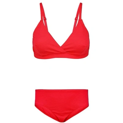 Abbildung von Aquarti Mädchen Bikini Set Bustier Bikinislip Zweiteiliger Badeanzug, Farbe: 039 Jacquard Punkte Rot, Größe: 152