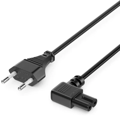 Abbildung von deleyCON 5m Netzkabel Stromkabel Strom Kabel Stecker Typ C Eurostecker auf C7 Buchse 90 Gewinkelt Euro Kleingerätekabel 8 TV Blu Ray Haushaltsgeräte Netzteile Schwarz