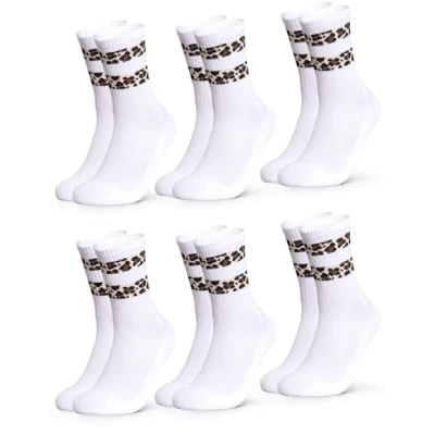 Abbildung von Occulto Damen Leoparden Muster Tennis Socken 6er Pack (Modell: Nala) Weiß 35 38