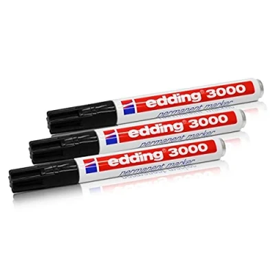 Abbildung von Edding 3000 Permanentmarker, 1,5 3 mm, Nachfüllbar, schwarz, 3er Pack