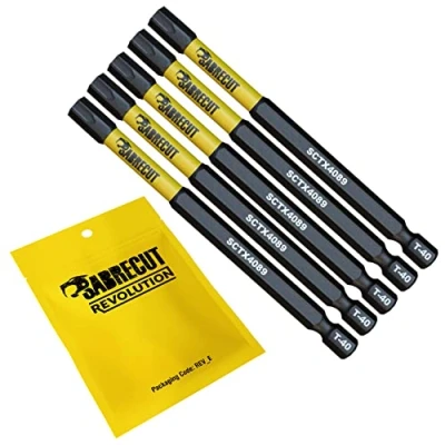 Abbildung von 5 x SabreCut SCTX4089_5 89mm T40 TX40 magnetische Schlagschrauber Bohrer Bits Set Torx Hochleistung für Dewalt Milwaukee Bosch Makita und weitere
