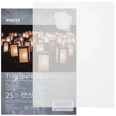 Abbildung von WINTEX 100 Blatt Transparentpapier 20x20cm g/qm Schnittmusterpapier bedruckbar Pergamentpapier Architektenpapier zum drucken Pauspapier bedrucken Tracing Paper