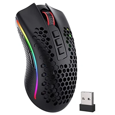 Abbildung von Redragon M808 Pro Kabellose Gaming Maus, Superleichte Honeycomb Mouse, 2,4 GHz Verbindung, 16.000 DPI Sensor, 7 Programmierbare Tasten, Lange Akkulaufzeit, Optischer Sensor