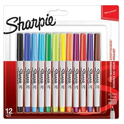 Abbildung von Sharpie Permanent Marker Stifte mit ultra feiner Spitze gemischte Farben 12 Stück Market Set