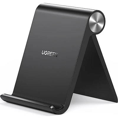 Abbildung von UGREEN Handy Ständer Tisch Handyhalter Schreibtisch Handyhalterung klappbar Handyständer für kompatibel mit iPhone 16 15 14 13 12 Pro Max, Galaxy S23 Ultra S23+ S22 bis 7,9 Zoll usw(Schwarz)