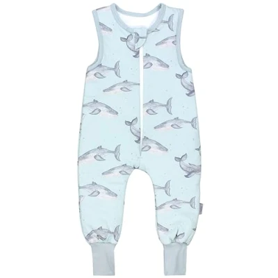 Abbildung von TupTam Schlafsack mit Füßen Ganzjahresschlafsack Baby 2.5 TOG aus Baumwolle, OEKO TEX zertifiziert, Farbe: Wal, Größe: 116 122