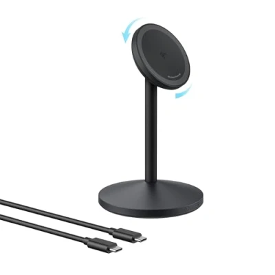 Abbildung von Anker MagGo kabellose Ladestation, 15W Qi2 für MagSafe, Ständer mit USB C Kabel, Magnetisches Ladegerät iPhone 16/15/14, AirPods (ohne Netzteil)